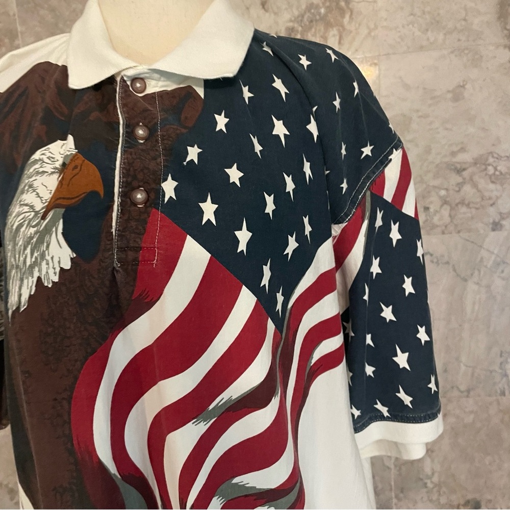American Summer USA Flag Eagle Patriotic Polo Shirt - Picture 6 of 10